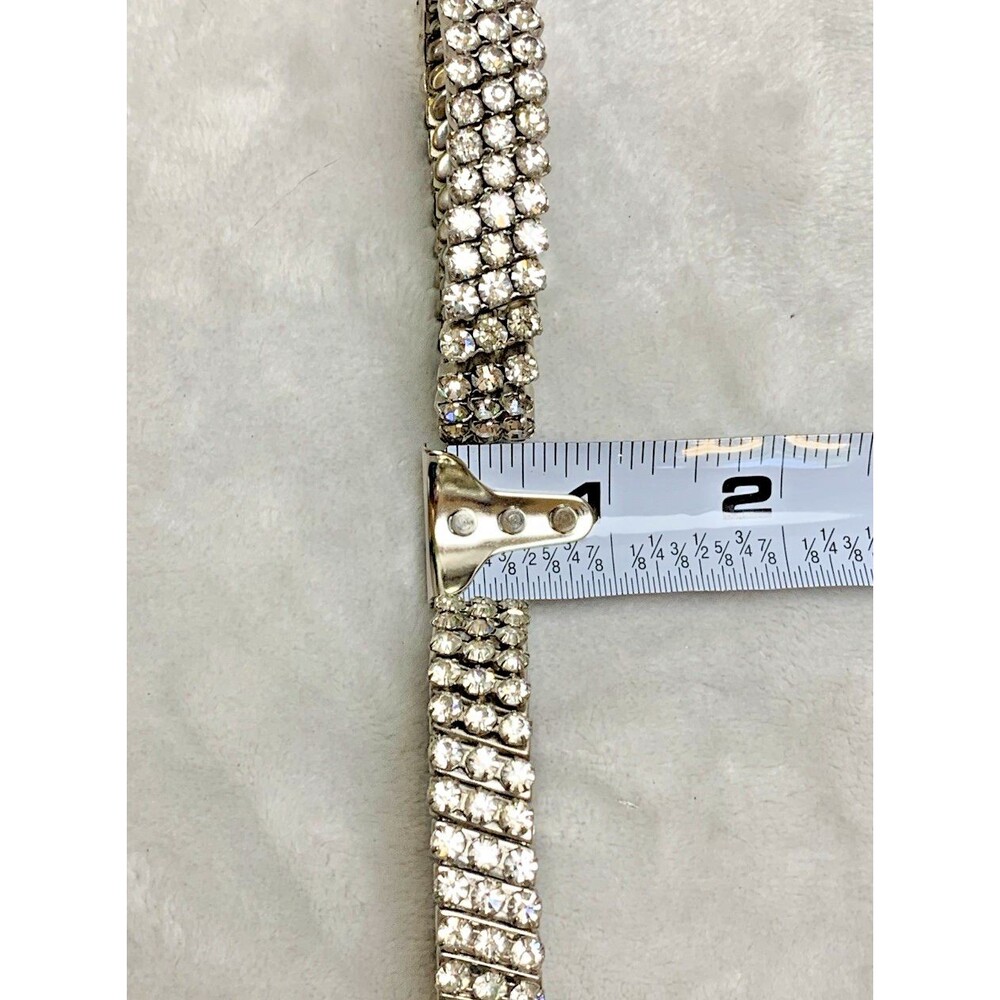 Lot of 2 Vintage Rhinestone Stretch Bracelets Parco Silver Tone Crystal Glam - Picture 13 of 13